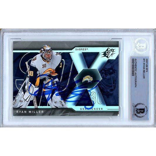 Ryan Miller Buffalo Sabres Signed 2007-08 UD SPx Hockey Card Beckett Authentic Auto Slab