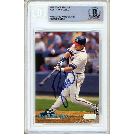 Ryan Klesko Atlanta Braves Signed 1996 Stadium Club Card Beckett Authentic Auto Slab