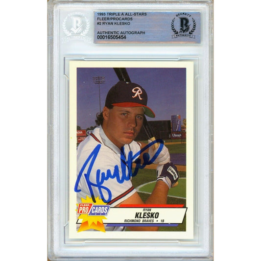 Ryan Klesko Atlanta Braves Signed 1993 Fleer Procards Rookie Card Beckett Auth Auto Slab