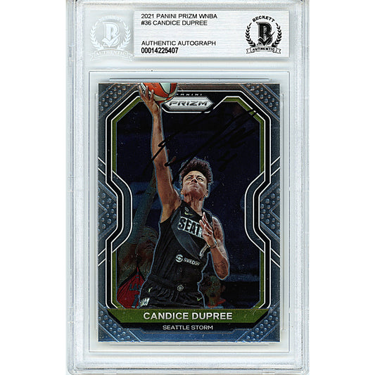 2021 Panini Prizm WNBA #36 — Candice Dupree Seattle Storm Autographed Trading Card — Beckett Authentication