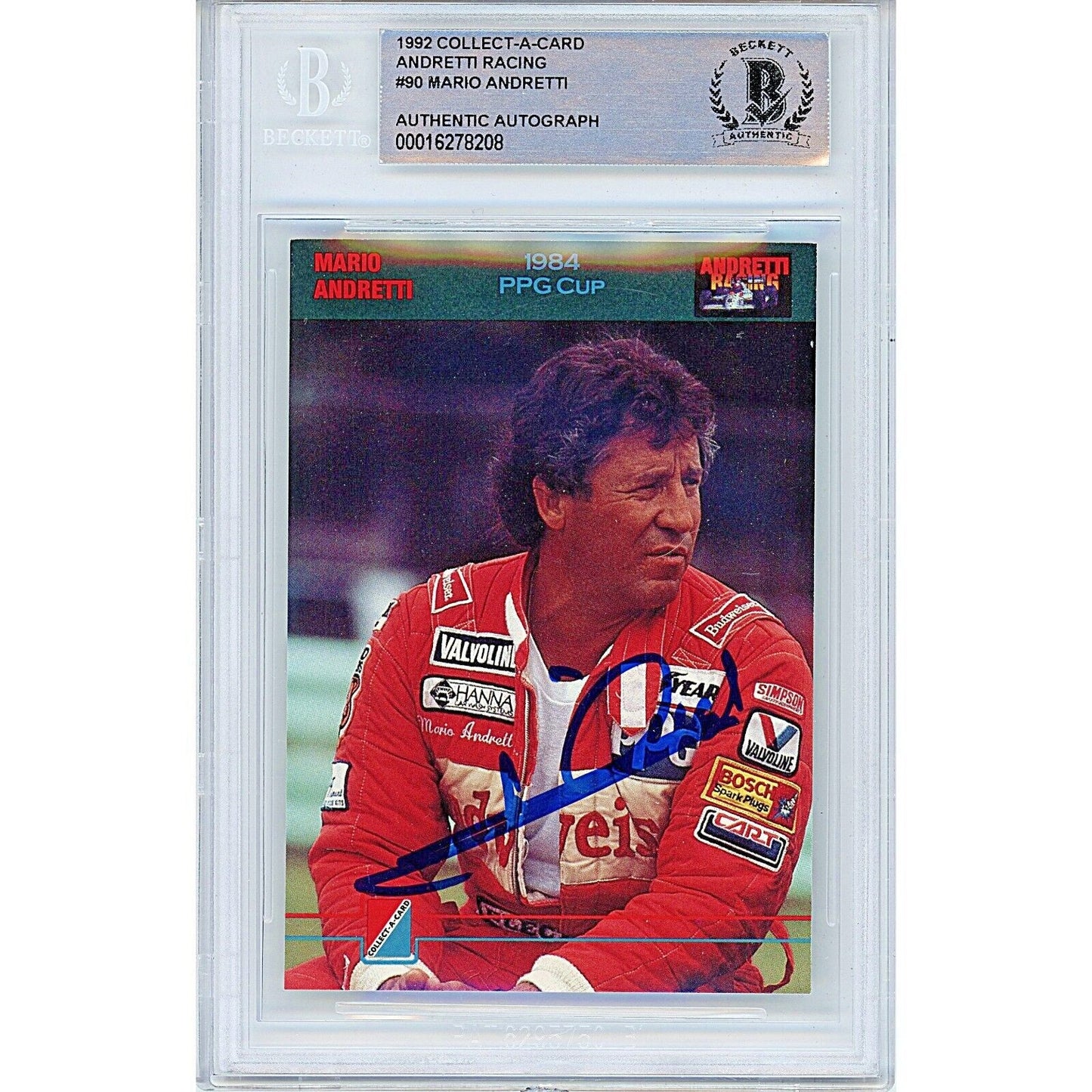 Mario Andretti Signed F1 Auto Racing Cards 1992 Collect-a-Card Beckett Authentic Auto Slab