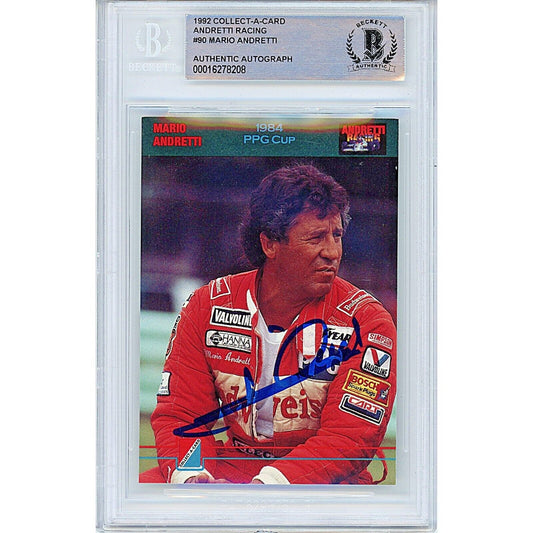 Mario Andretti Signed F1 Auto Racing Cards 1992 Collect-a-Card Beckett Authentic Auto Slab