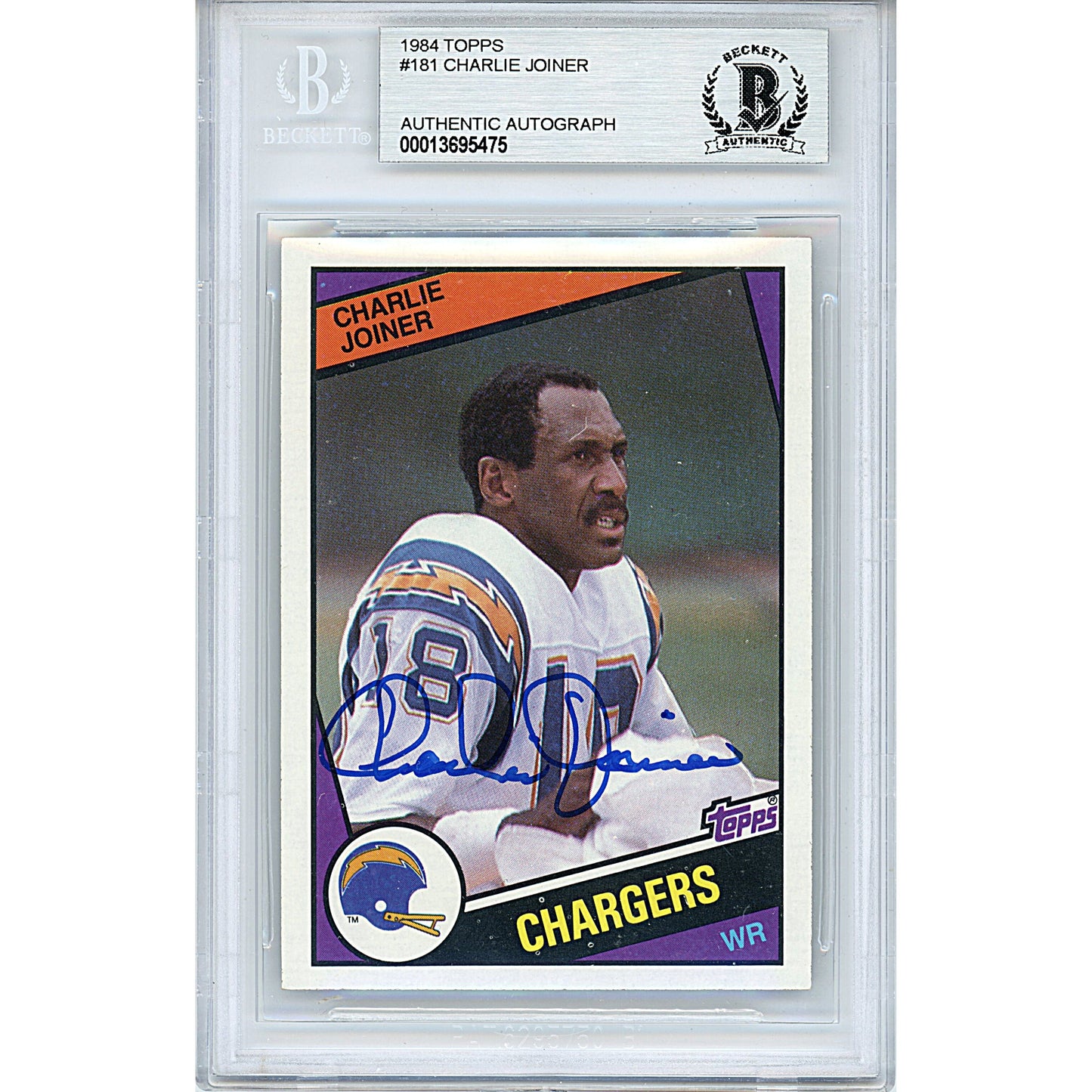 1984 Topps #181 — Charlie Joiner San Diego Chargers Autographed Trading Card — Beckett Authentication