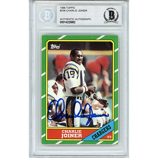 1986 Topps #236 — Charlie Joiner San Diego Chargers Autographed Trading Card — Beckett Authentication