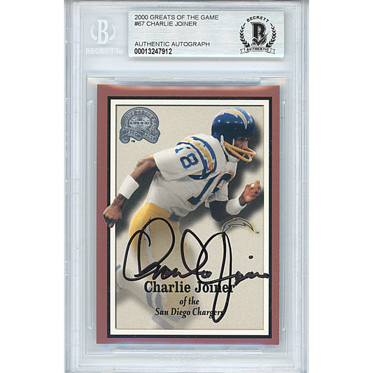 2000 Fleer Greats of the Game #67 — Charlie Joiner Autographed Trading Card — Beckett Authentication