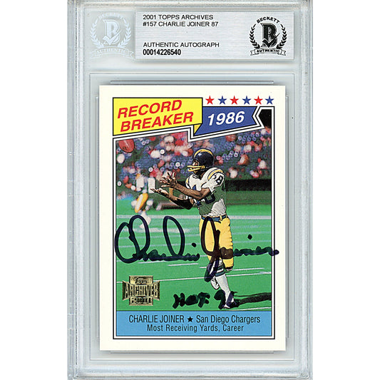 2001 Topps Archives #157 — Charlie Joiner San Diego Chargers Autographed Trading Card — Beckett Authentication