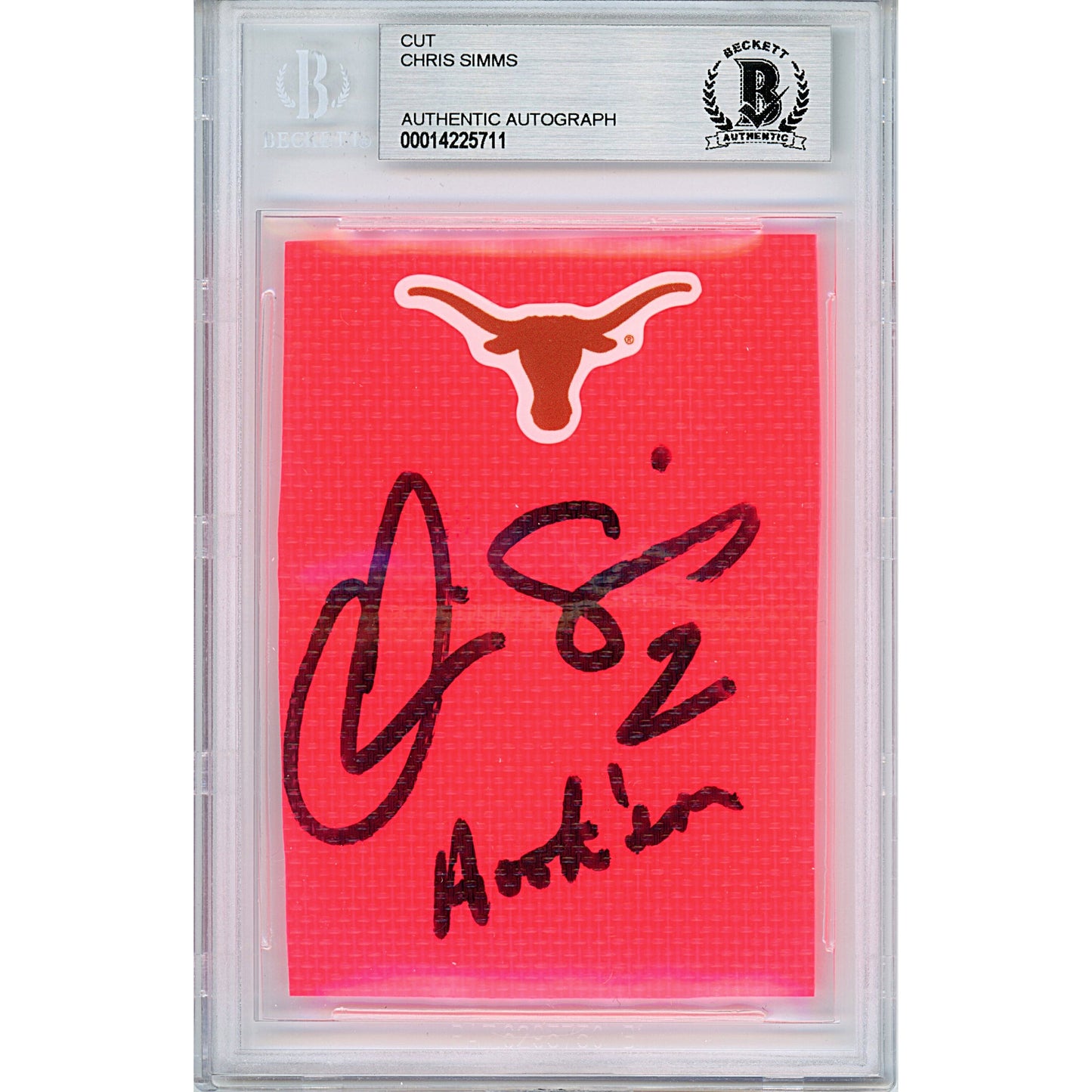 Chris Simms Autographed Texas Longhorns End Zone Pylon Signature Cut with Inscription — Beckett Authentication