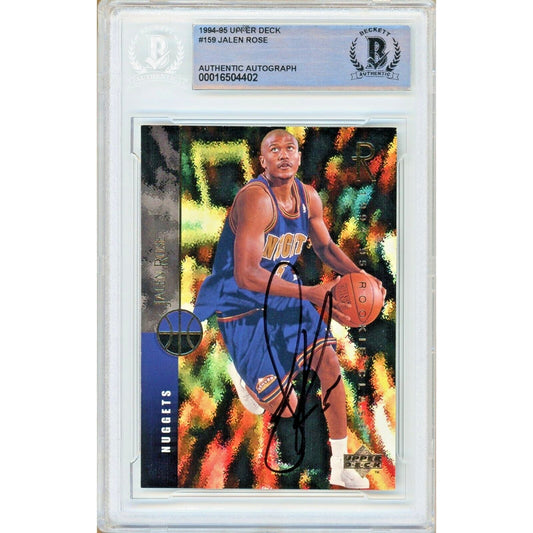 1994-95 Upper Deck #159 — Jalen Rose Denver Nuggets Autographed Trading Card — Beckett Authentication