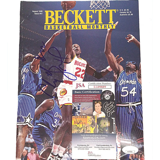 Clyde Drexler Houston Rockets Autographed Beckett Basketball Card Magazine — Beckett Authentication