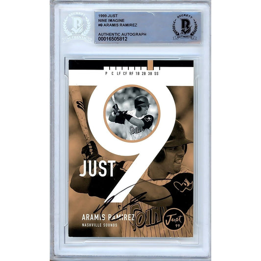 1999 Just Minors #9 — Aramis Ramirez Pittsburgh Pirates Autographed Trading Card — Beckett Authentication