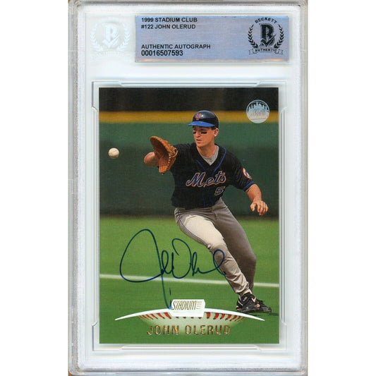 1999 Topps Stadium Club — John Olerud New York Mets Autographed Trading Card — Beckett Authentication