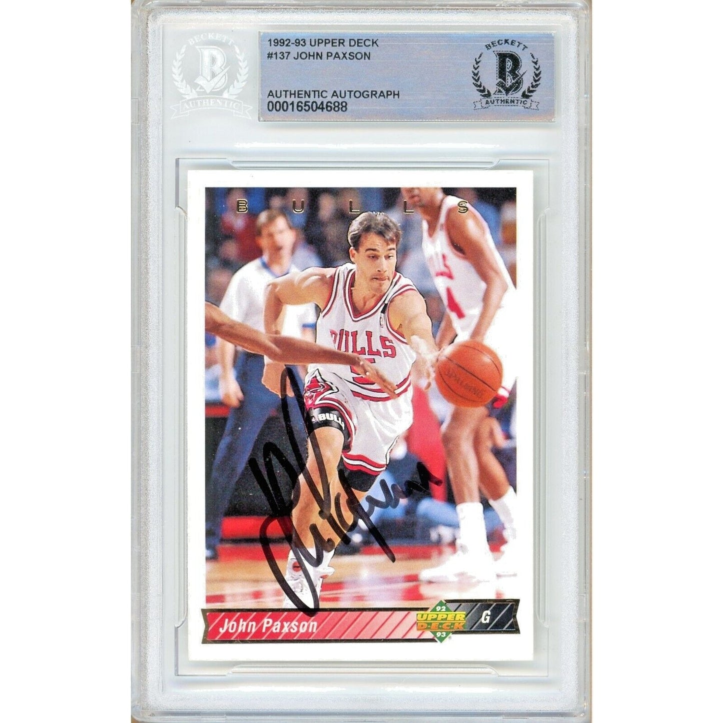 1992-93 Upper Deck — John Paxson Chicago Bulls Autographed Trading Card — Beckett Authentication