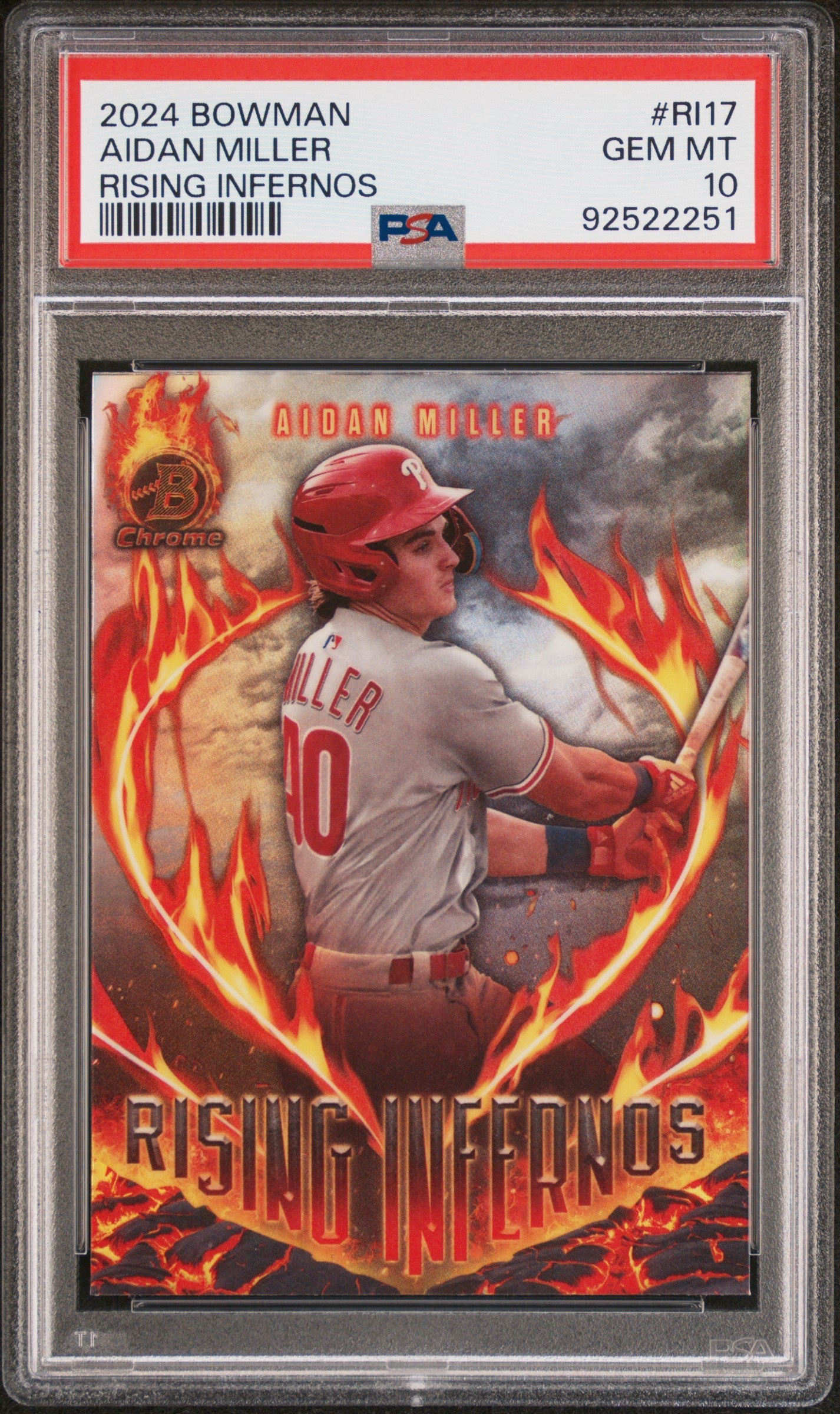 Graded 2024 Topps Bowman Aidan Miller #RI17 Rising Infernos Rookie RC Baseball Card PSA 10 Gem Mint