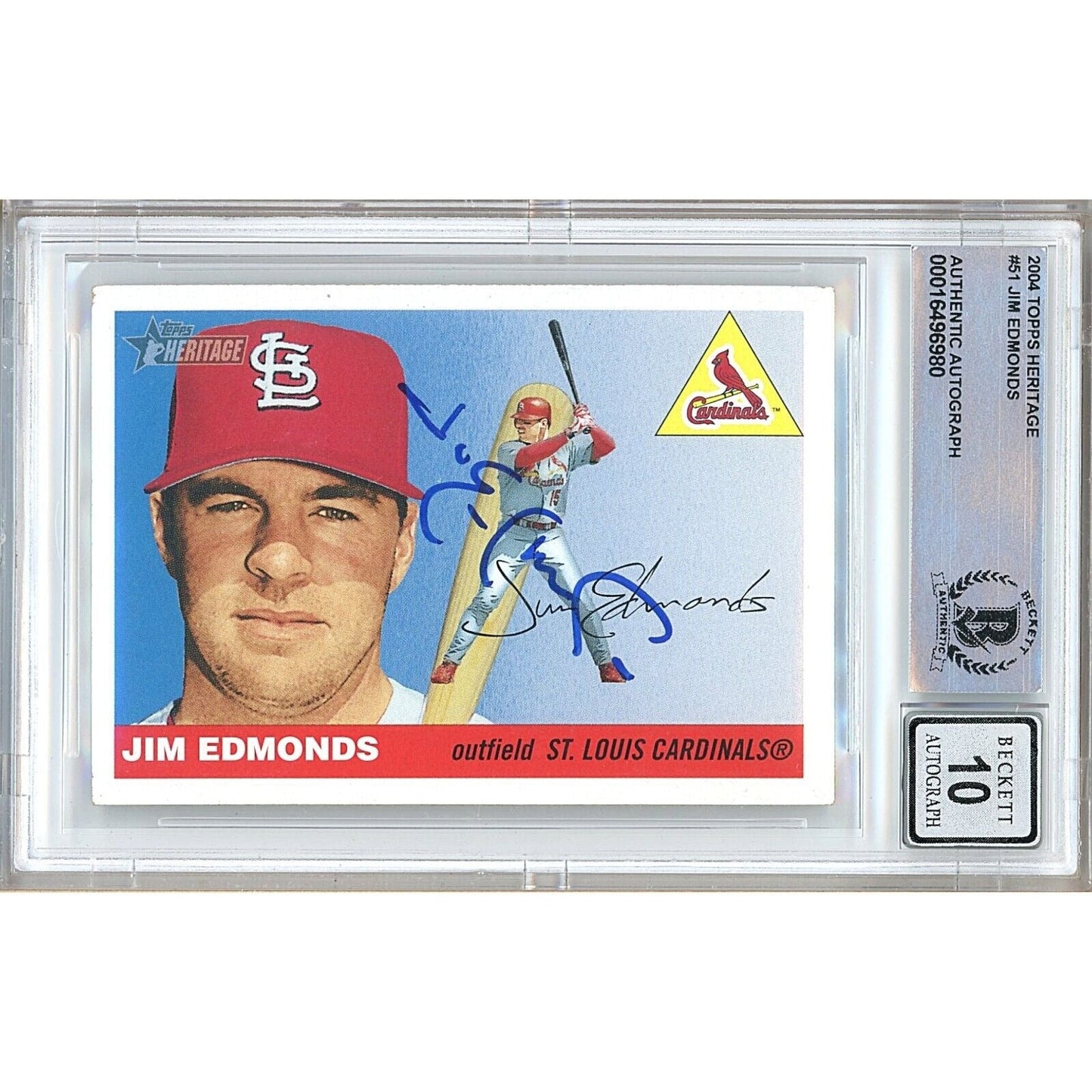 2004 Topps — Jim Edmonds St Louis Cardinals Autographed Trading Card — Beckett Authentication