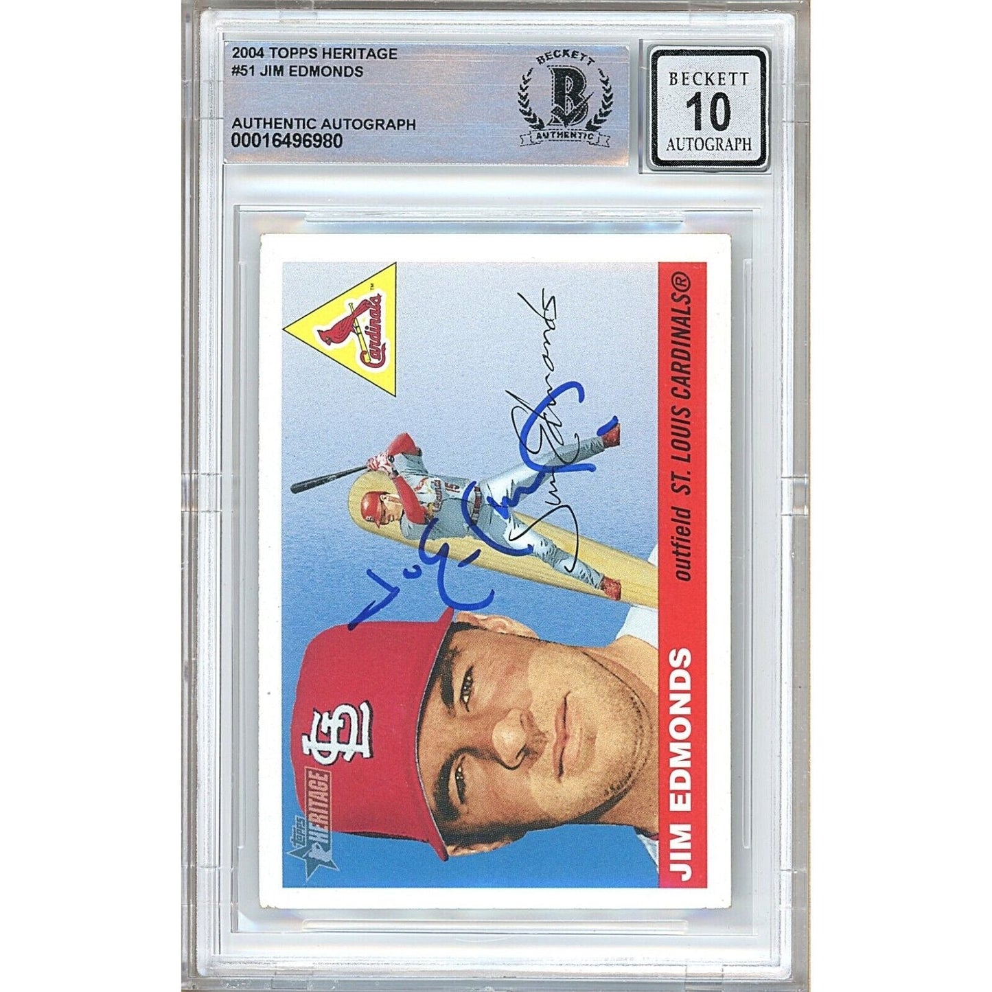 2004 Topps — Jim Edmonds St Louis Cardinals Autographed Trading Card — Beckett Authentication
