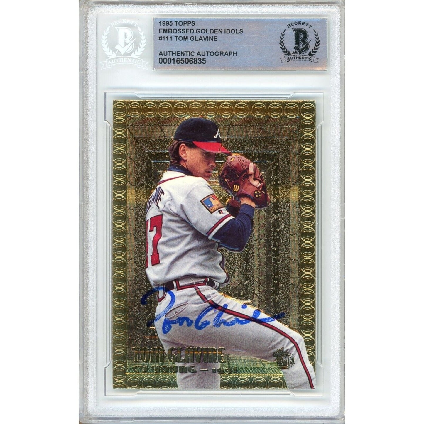 Tom Glavine Atlanta Braves Signed 1995 Topps Embossed Golden Idols Beckett Auth Auto