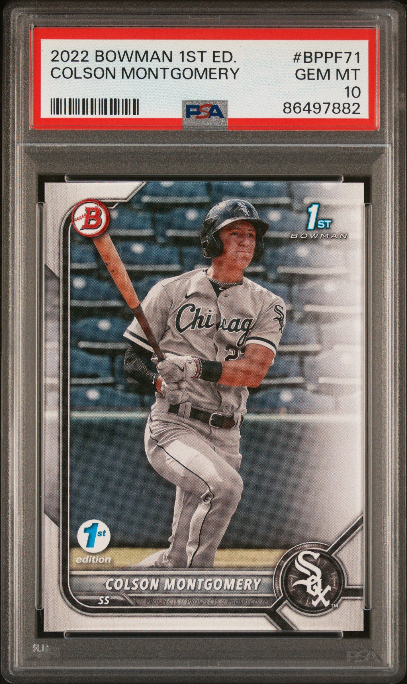 Graded 2022 Topps Bowman 1st Edition Colson Montgomery #BPPF71 Rookie RC Baseball Card PSA 10 Gem Mint