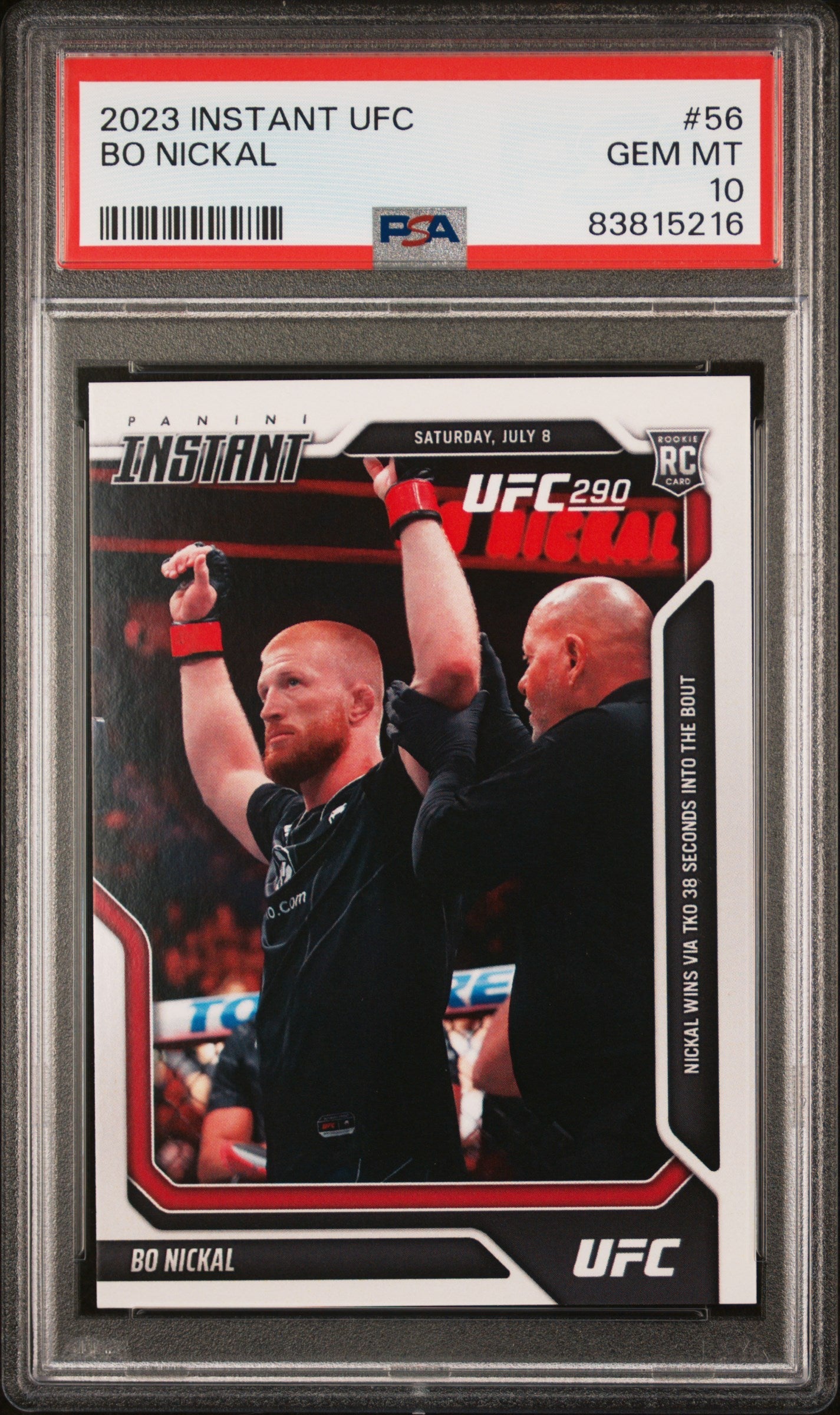 Graded 2023 Panini Instant UFC Bo Nickal #56 Rookie RC UFC MMA Card PSA 10 Gem Mint