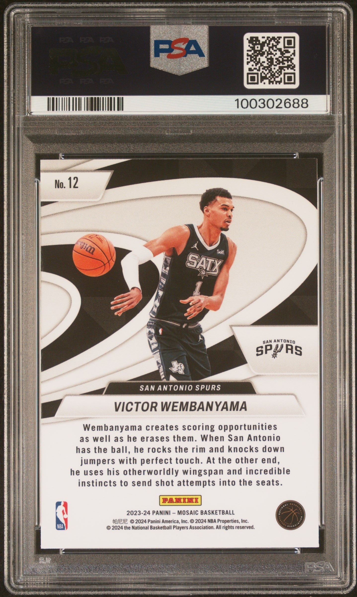 Graded 2023 Panini Mosaic Victor Wembanyama #12 Give and Go Rookie RC Basketball Card PSA 10 Gem Mint