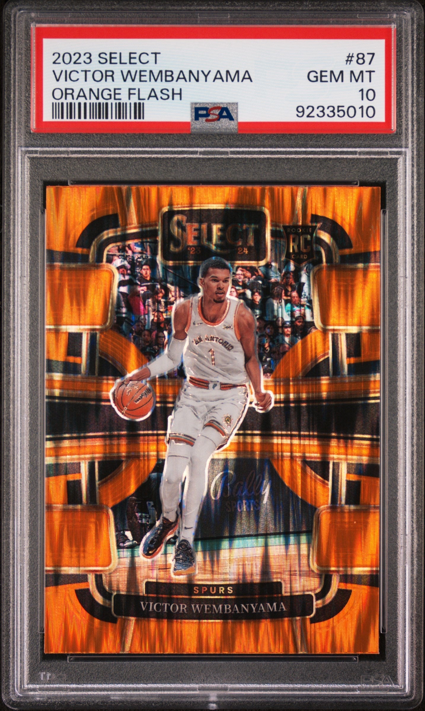 Graded 2023 Panini Select Victor Wembanyama #87 Orange Flash Rookie RC Basketball Card PSA 10 Gem Mint