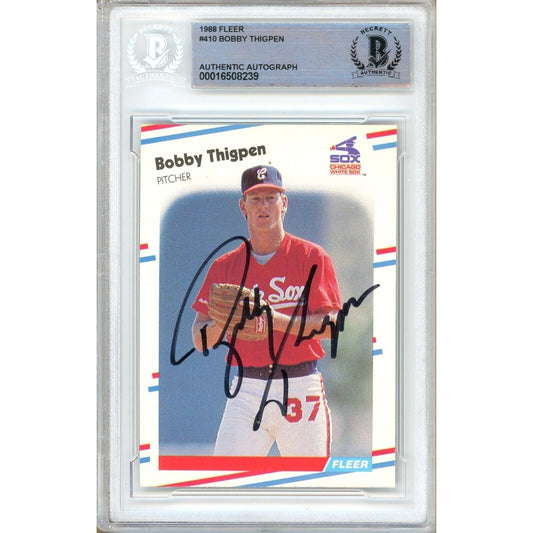 1988 Fleer #410 — Bobby Thigpen White Sox Autographed Trading Card — Beckett Authentication