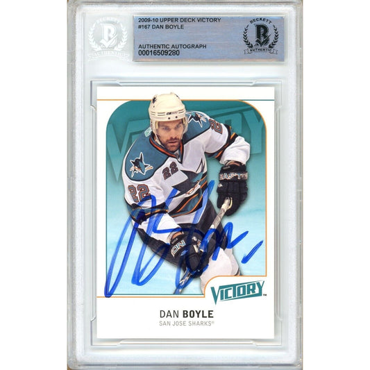 2009-10 Upper Deck Victory #167 — Dan Boyle San Jose Sharks Autographed Trading Card — Beckett Authentication