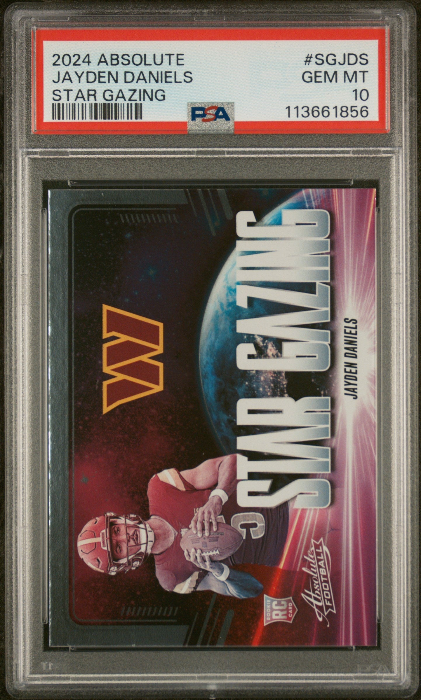 Graded 2024 Panini Absolute Jayden Daniels #SGJDS Star Gazing Rookie RC Football Card PSA 10 Gem Mint - Sport Cards