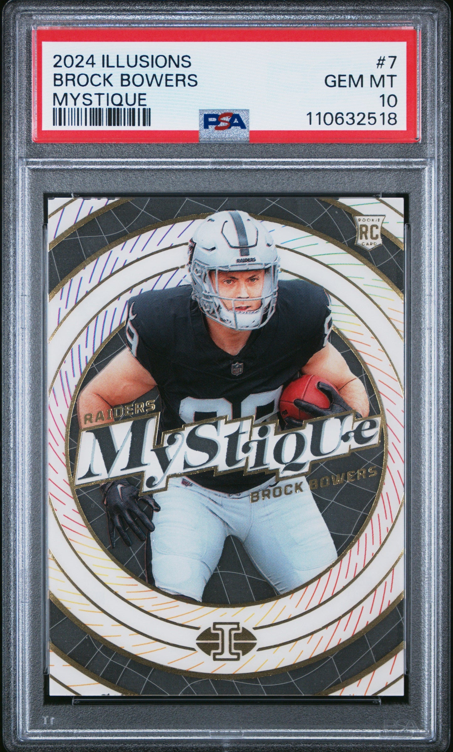 Graded 2024 Panini Illusions Brock Bowers #7 Mystique Rookie RC Football Card PSA 10 Gem Mint