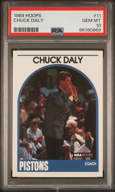 Graded 1989 Hoops Chuck Daly #11 Basketball Card PSA 10 Gem Mint - Sport Cards