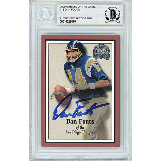 2000 Fleer Greats of the Game #13 — Dan Fouts San Diego Chargers Autographed Trading Card — Beckett Authentication