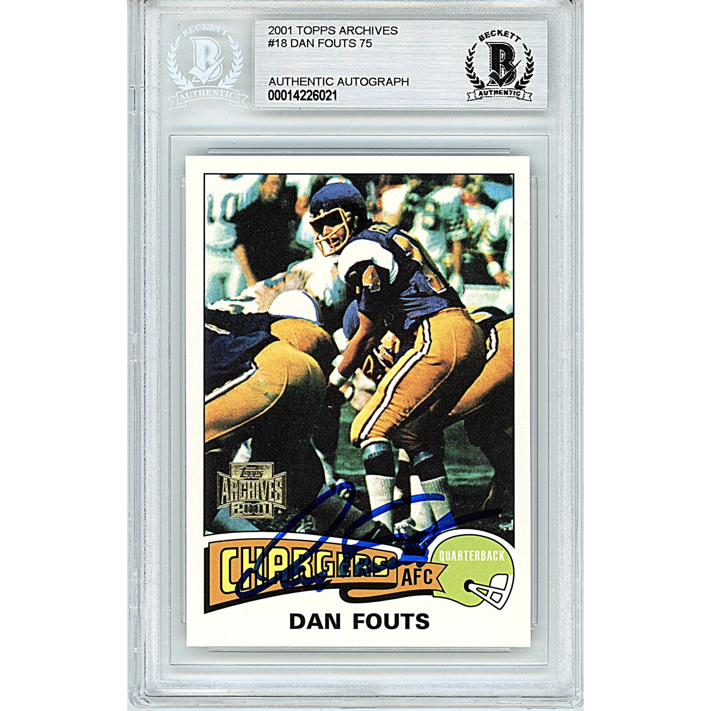 2001 Topps Archives #367 — Dan Fouts San Diego Chargers Autographed Trading Card — Beckett Authentication