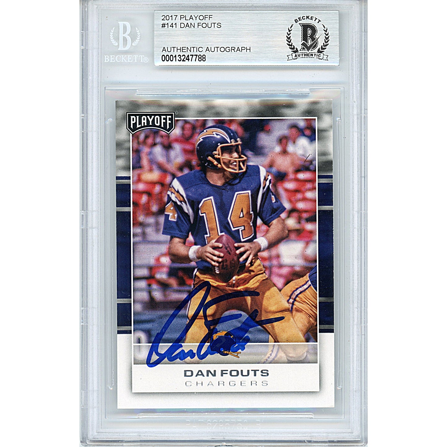 2017 Panini Playoff #141 — Dan Fouts San Diego Chargers Autographed Trading Card — Beckett Authentication