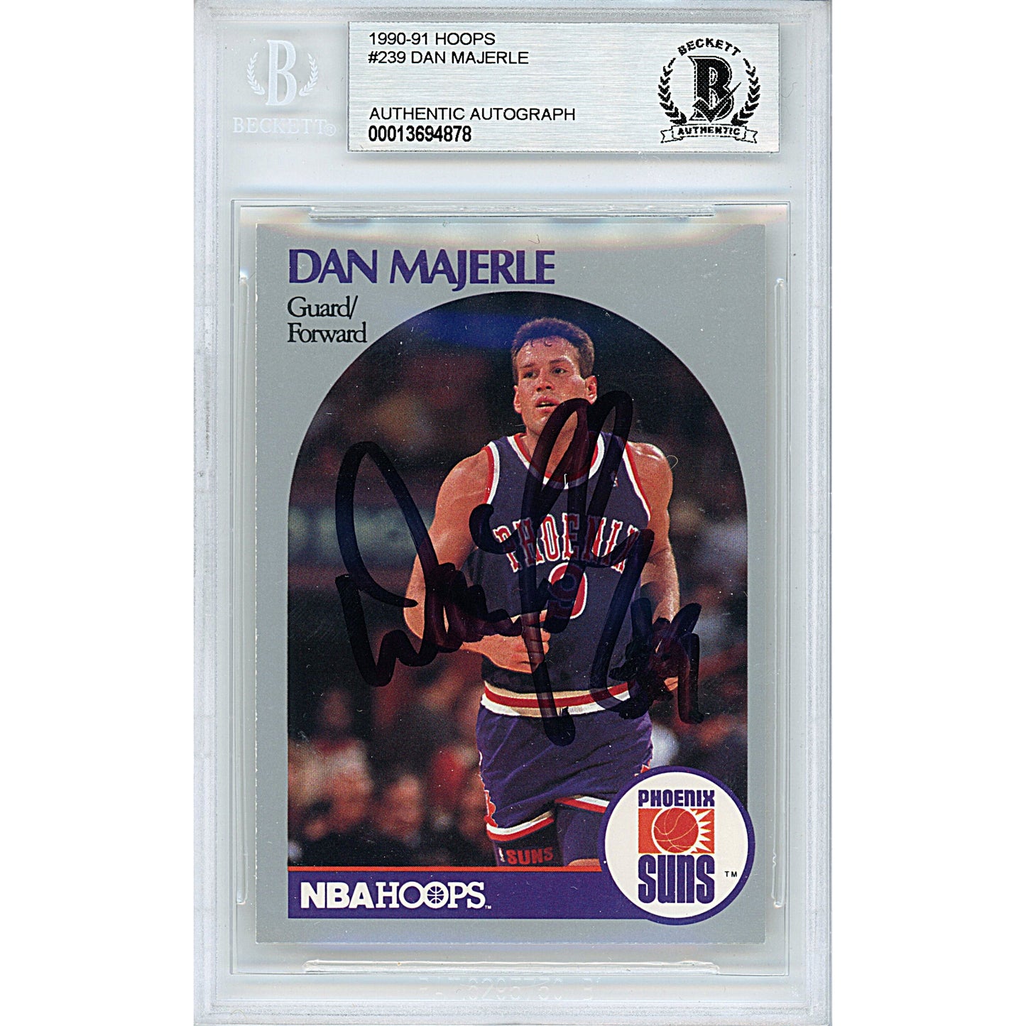 1990-91 NBA Hoops #239 — Dan Majerle Phoenix Suns Autographed Trading Card — Beckett Authentication