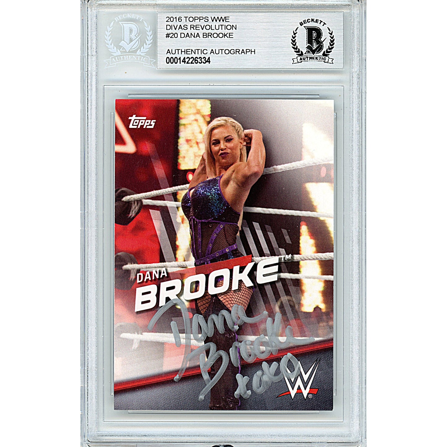 2016 Topps WWE Diva Revolution #20 — Dana Brooke Autographed Trading Card — Beckett Authentication