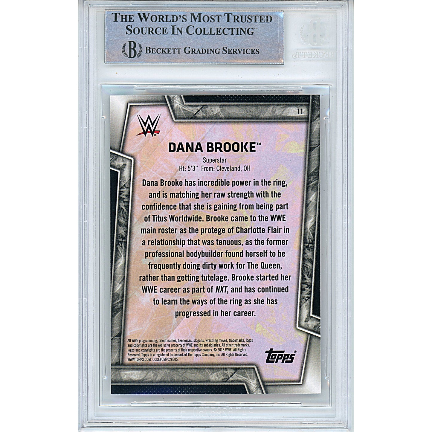 2018 Topps WWE Womens Division #11 — Dana Brooke Autographed Wrestling Trading Card — Beckett Authentication
