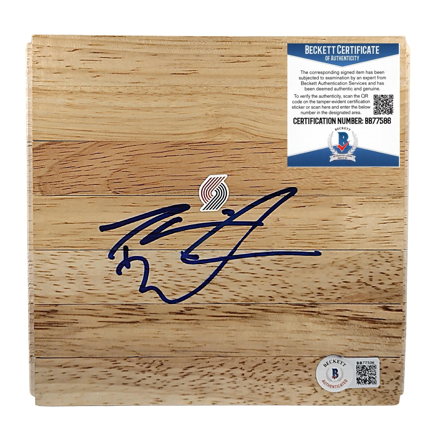 Darius Miles Portland Trail Blazers Autographed Parquet Basketball Floorboard — Beckett Authentication