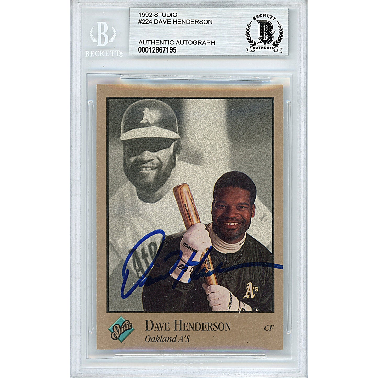 1992 Donruss Studio #224 — Dave Henderson Oakland Athletics Autographed Trading Card — Beckett Authentication