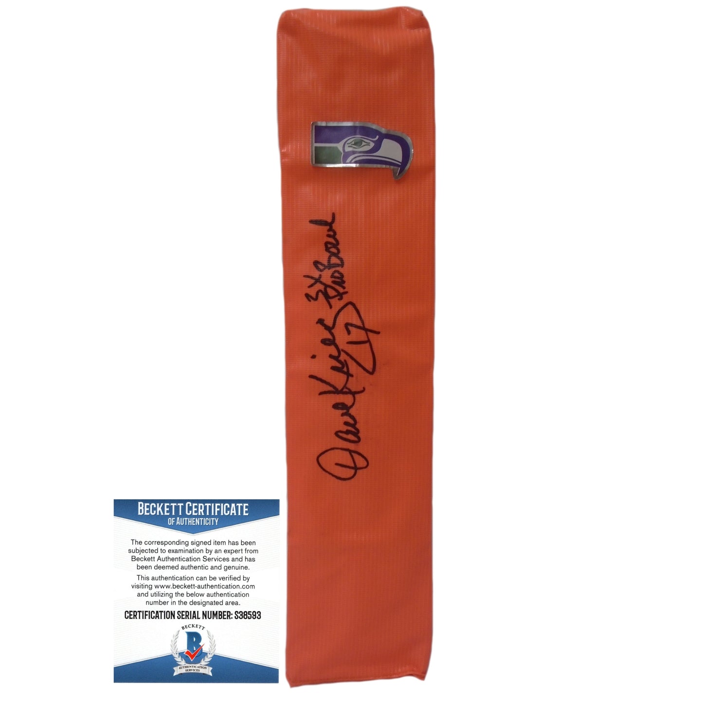 Dave Krieg Seattle Seahawks Autographed Football End Zone Pylon — Beckett Authentication
