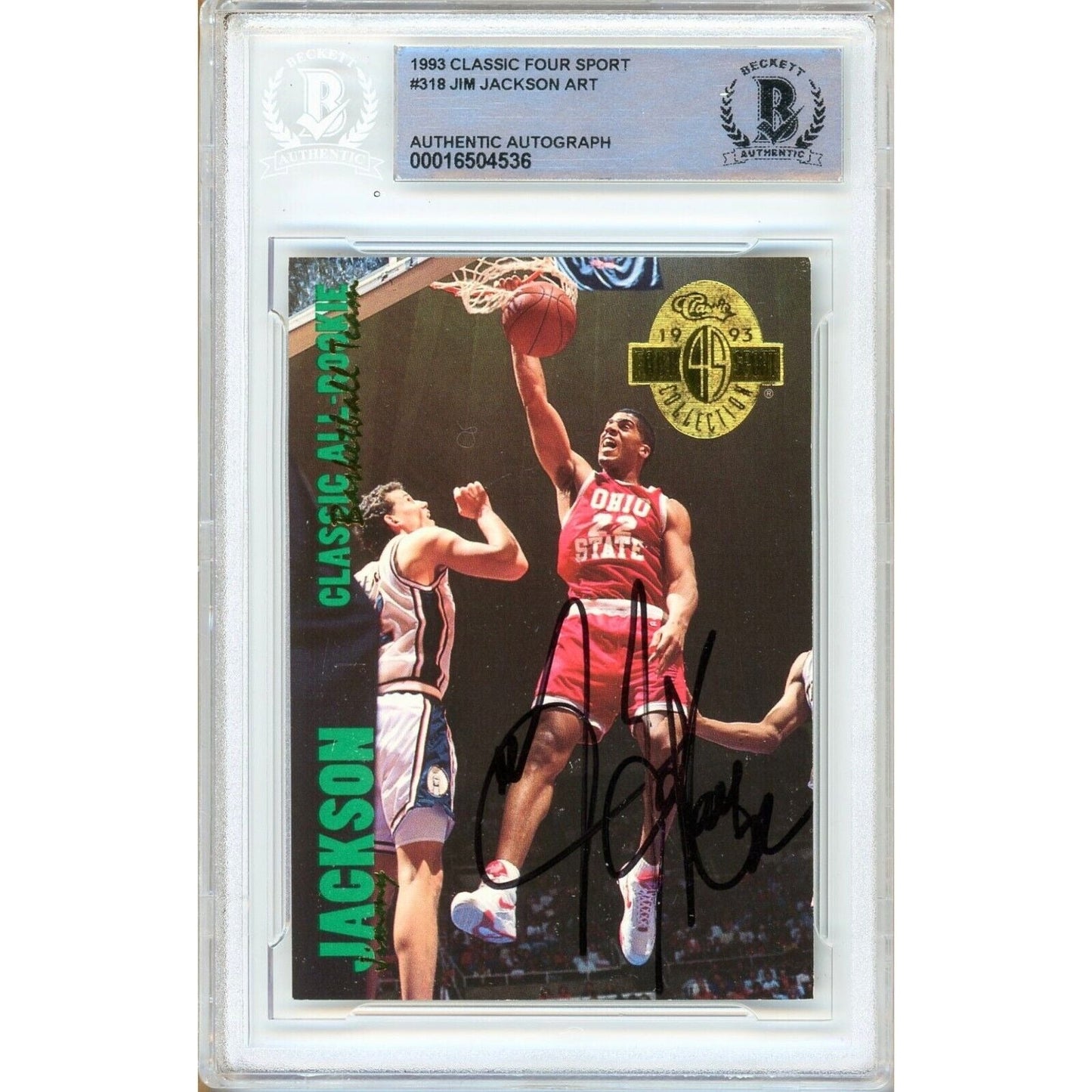 1993 — Jim Jackson Ohio State Buckeyes Autographed Trading Card — Beckett Authentication - Sport Cards