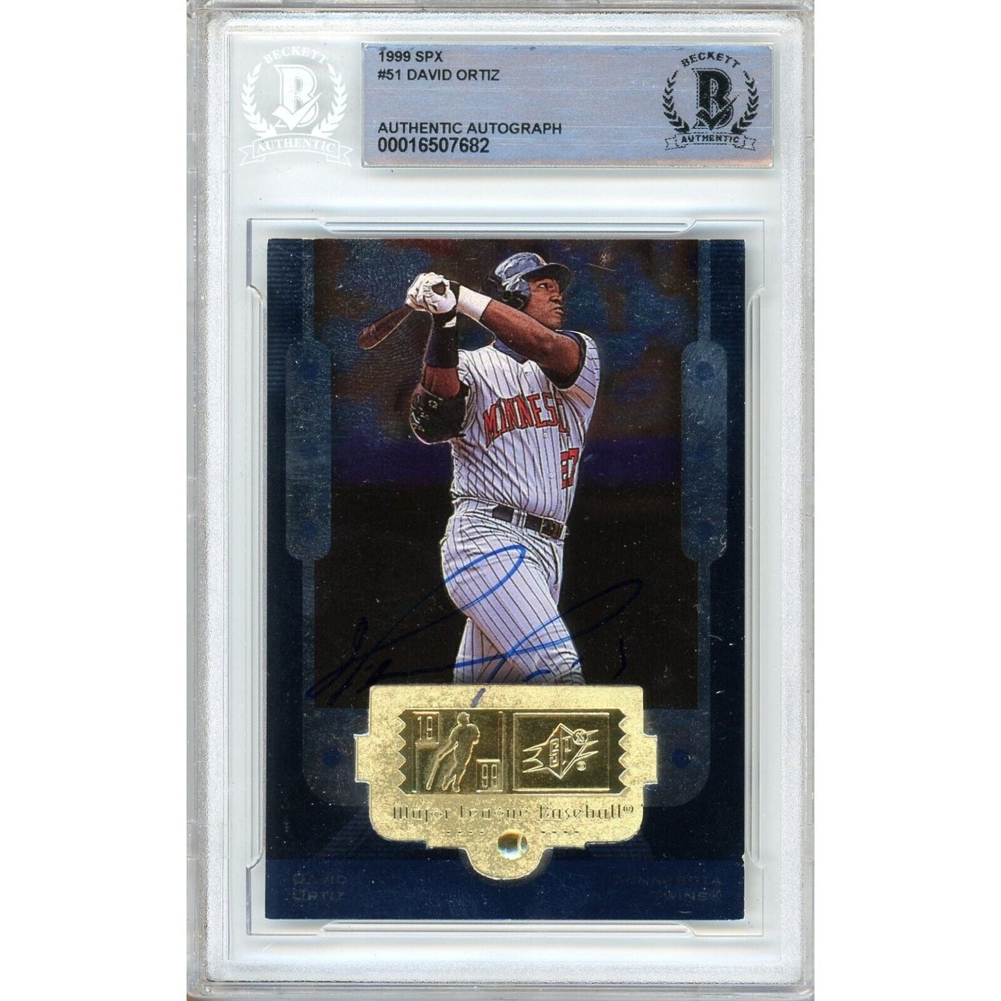 1999 Upper Deck SPx #51 — David Ortiz Minnesota Twins Autographed Trading Card — Beckett Authentication