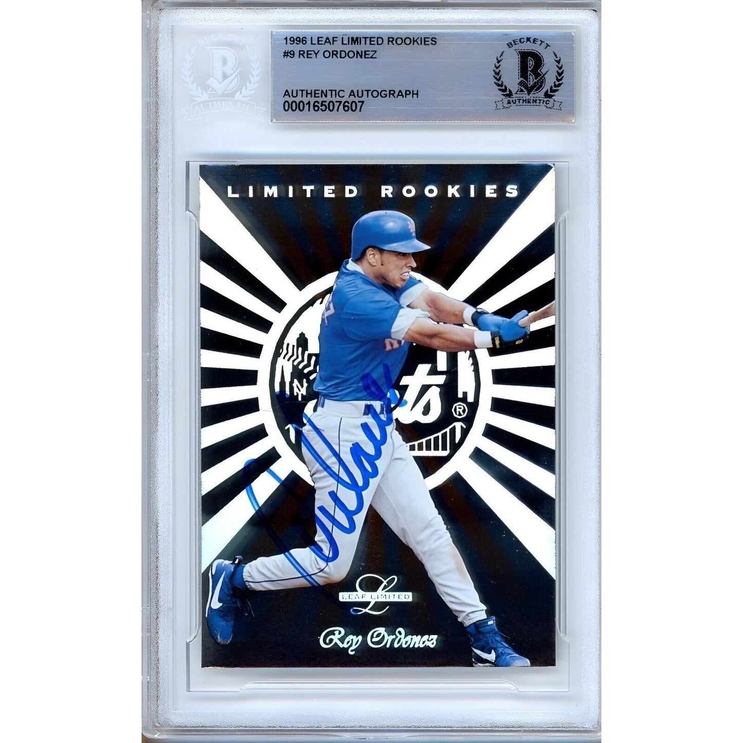 Rey Ordonez New York Mets Signed 1996 Leaf Limited Rookies Card Beckett Auth Auto Slab
