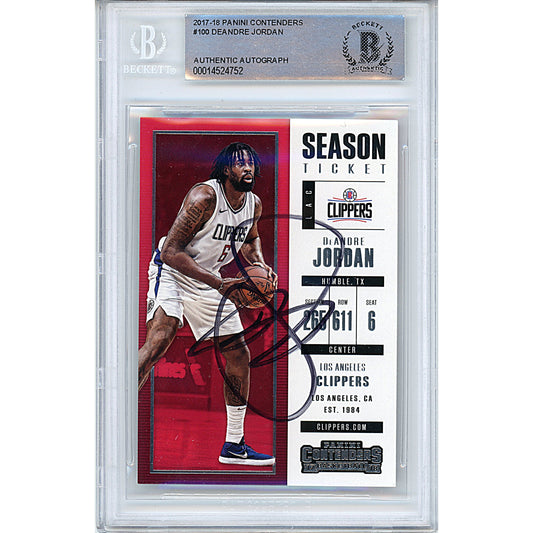 2017-18 Panini Contenders #100 — DeAndre Jordan LA Clippers Autographed Trading Card — Beckett Authentication