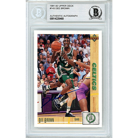 1991-92 Upper Deck #143 — Dee Brown Boston Celtics Autographed Trading Card — Beckett Authentication