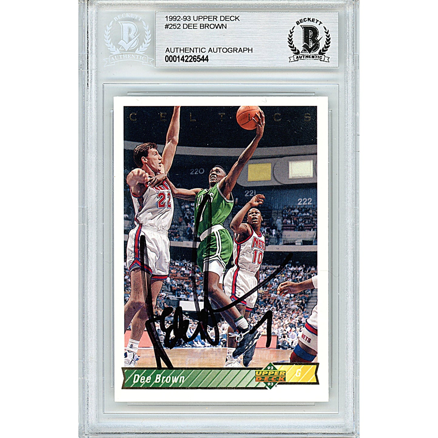 1992-93 Upper Deck #252 — Dee Brown Boston Celtics Autographed Trading Card — Beckett Authentication