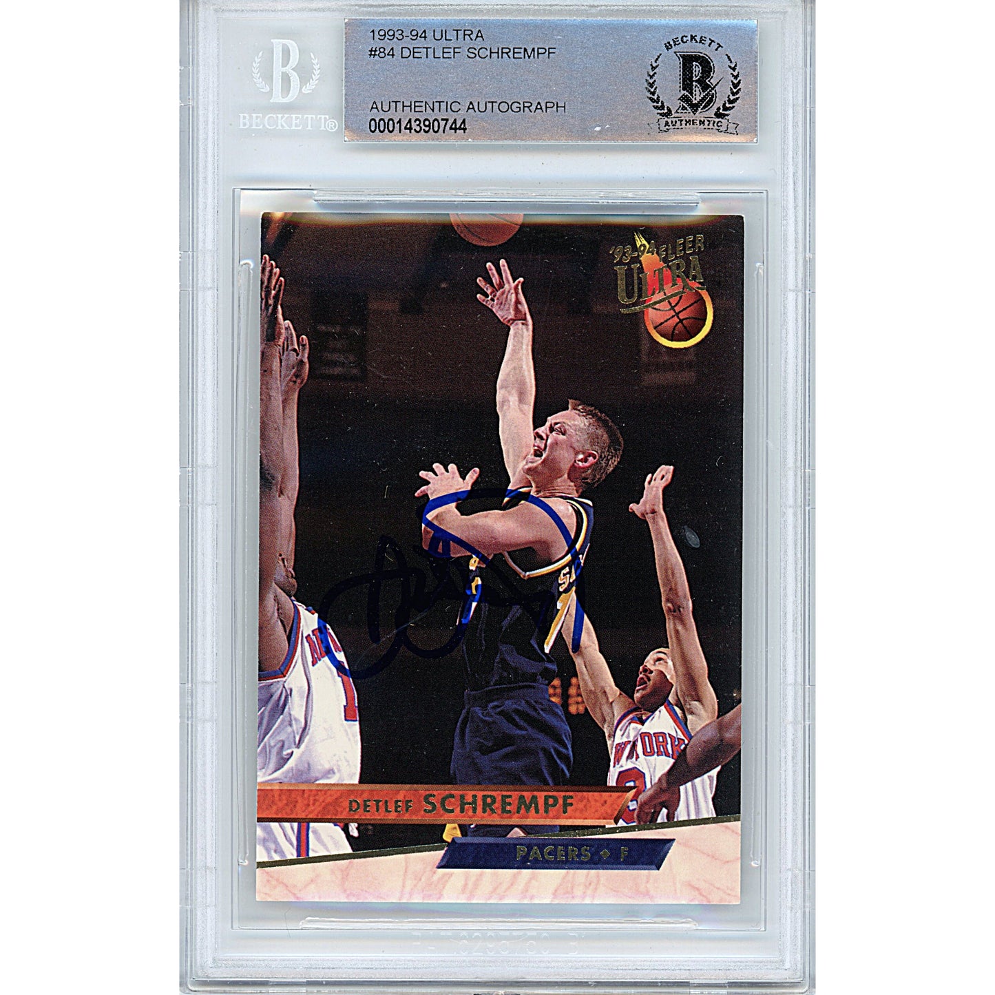 1993 Fleer Ultra #84 — Detlef Schrempf Indiana Pacers Autographed Trading Card — Beckett Authentication