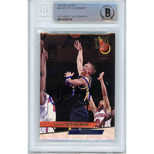 1993 Fleer Ultra #84 — Detlef Schrempf Indiana Pacers Autographed Trading Card — Beckett Authentication