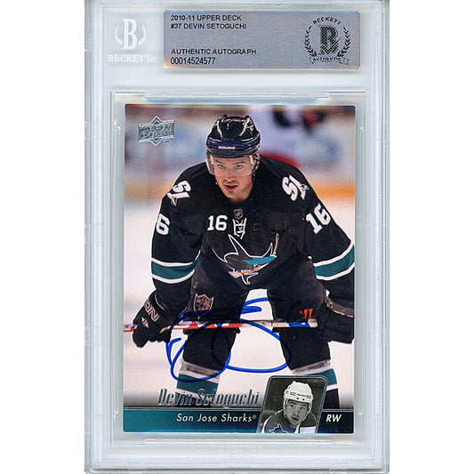 2010-11 Upper Deck #37— Devin Setoguchi San Jose Sharks Autographed Trading Card — Beckett Authentication
