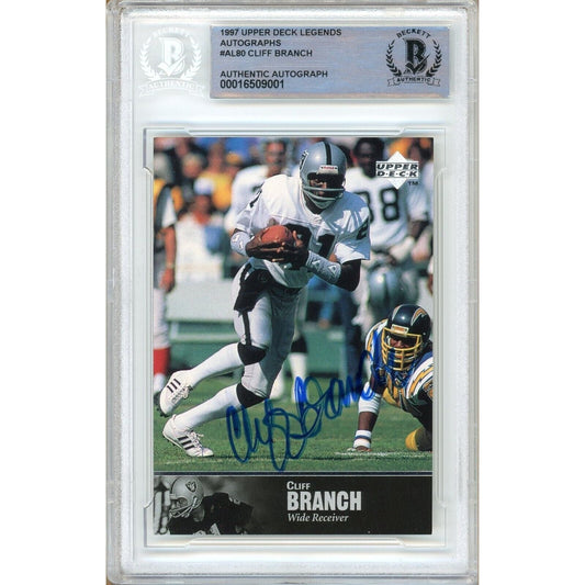 1997 Upper Deck Legends #80 — Cliff Branch Oakland Raiders Autographed Trading Card — Beckett Authentication