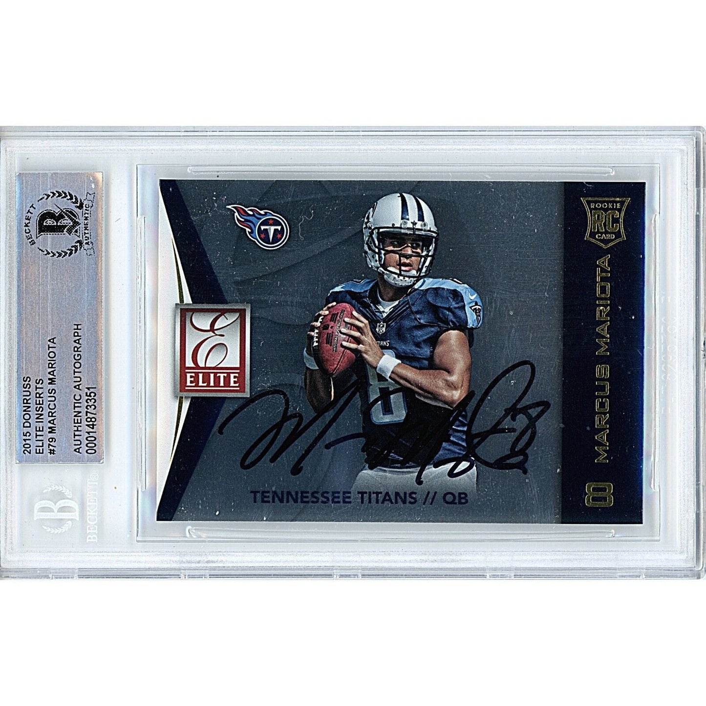 Marcus Mariota Tennessee Titans Signed 2015 Donruss Elite Card BAS Auth Auto Slab RC