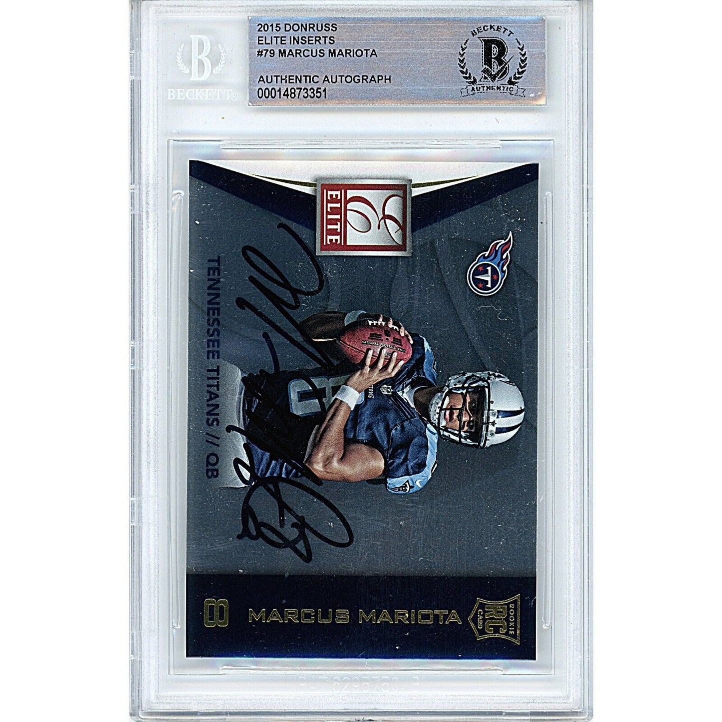 Marcus Mariota Tennessee Titans Signed 2015 Donruss Elite Card BAS Auth Auto Slab RC